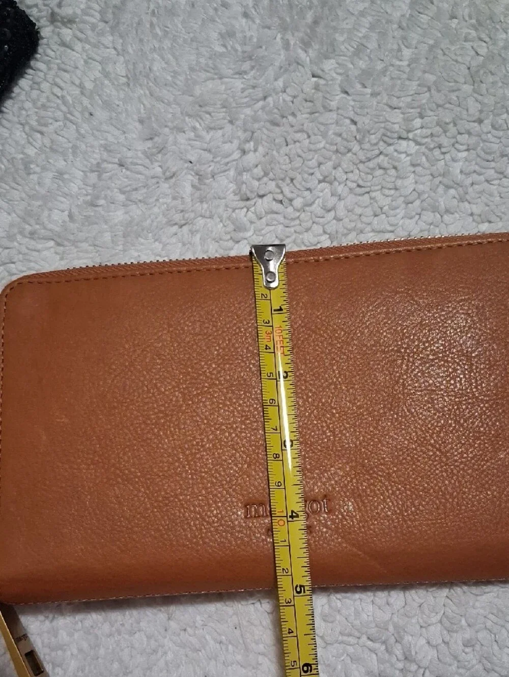 margot New York Zip-Around Leather Wallet with Gold Zipper Pull